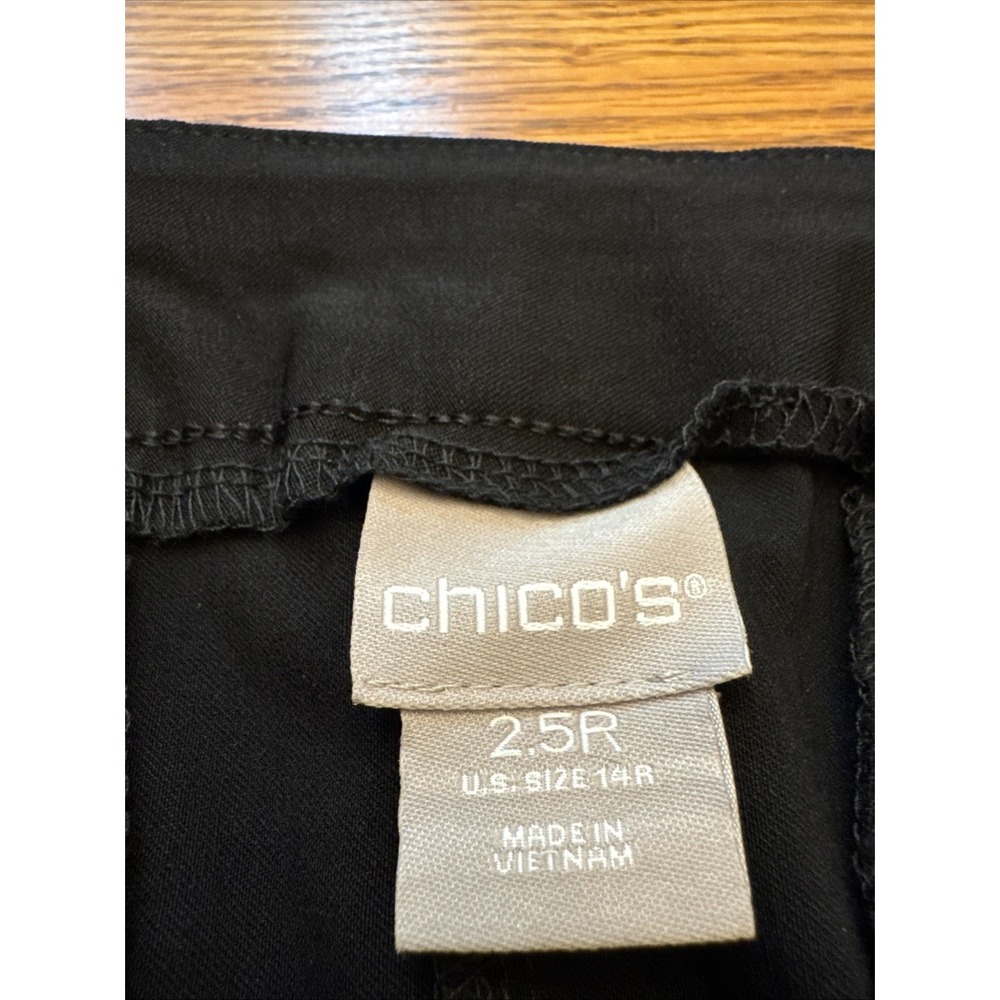 Chicos Juliet Ponte Ankle Pants Size 2.5 US 14 Black Pull On Stretch Career EUC - Picture 3 of 6